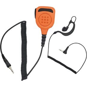 Radio Speaker Mic Shoulder Lapel Hand Microphone with 3.5mm Audio Jack Walkie Talkie Hands Free Mikes for Yaesu Vertex VX 6R 7R FT5 FT-70DR FT-2900 HT FT-60R FT5DR (Orange,IP65 Waterproof)