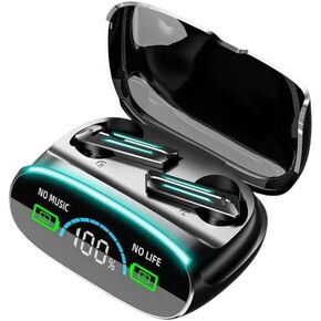 88Hrs Wireless Earbuds with Charging Case, IPX7 Waterproof, Mic, Powerbank, Black LED for iOS/Android, Gaming, Laptop, Sport