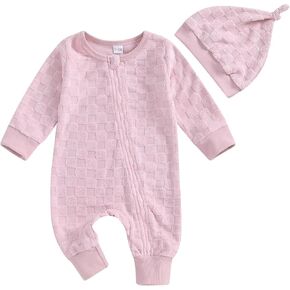 Newborn Coming Home Outfit Boy Girl Baby Romper Jumpsuit with Hat 2 Piece Neutral Baby Clothes
