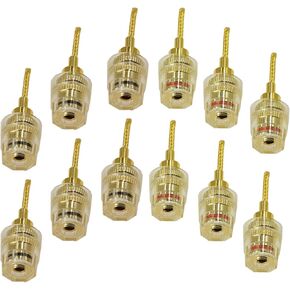 Arklove 12Pack pin to Banana Female Screw-Type Connector Deadbolt Flex Pin Banana Adapter Plug to 4mm Female Bananas Jack Center Surround Wire for Spring Loaded Speaker Terminals Inputs