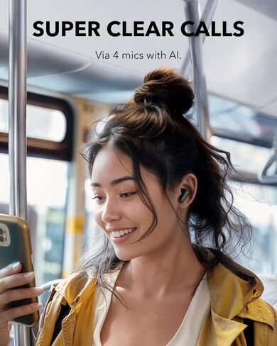 Soundcore P30i by Anker Noise Cancelling Earbuds, Strong and Smart Noise Cancelling, Powerful Bass, 45H Playtime, 2-in-1 Case and Phone Stand, IP54, Wireless Earbuds, Bluetooth 5.4 (Black) (Renewed) in Saudi Arabia
