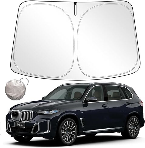 2024 Newest Windshield Sun Shade for Tesla Model Y/3, Improved UV Protection Fabric, Metal Frame, Custom-Size Foldable Sunshades for Front Windows, Car Accessories for Tesla Model Y/3 2016-2024 in Saudi Arabia