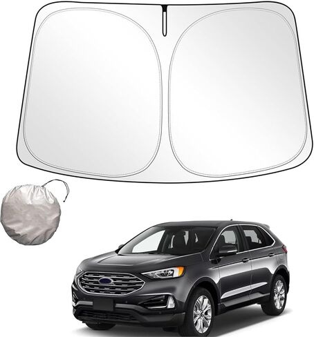 2024 Newest Windshield Sun Shade for Tesla Model Y/3, Improved UV Protection Fabric, Metal Frame, Custom-Size Foldable Sunshades for Front Windows, Car Accessories for Tesla Model Y/3 2016-2024 in Saudi Arabia
