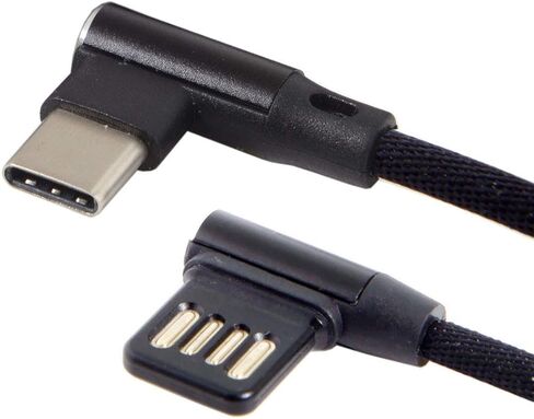 كابل بيانات Cablecc Micro USB 5Pin/USB-C 3.1 Type-C إلى اليسار بزاوية يمين 90 درجة USB 2.0 مع حافظة للكمبيوتر اللوحي والهاتف 15 سم (USB-C 3.1 Type-C) in Kuwait