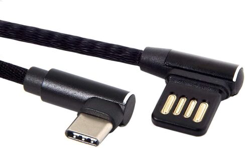كابل بيانات Cablecc Micro USB 5Pin/USB-C 3.1 Type-C إلى اليسار بزاوية يمين 90 درجة USB 2.0 مع حافظة للكمبيوتر اللوحي والهاتف 15 سم (USB-C 3.1 Type-C) in Kuwait