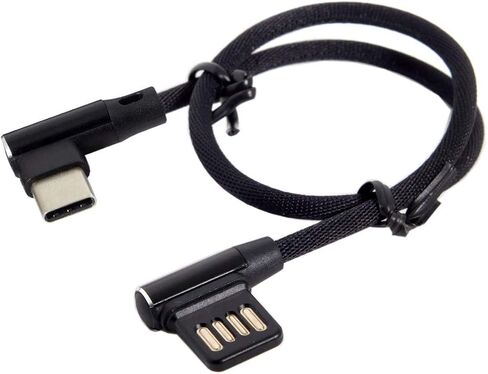 كابل بيانات Cablecc Micro USB 5Pin/USB-C 3.1 Type-C إلى اليسار بزاوية يمين 90 درجة USB 2.0 مع حافظة للكمبيوتر اللوحي والهاتف 15 سم (USB-C 3.1 Type-C) in Kuwait