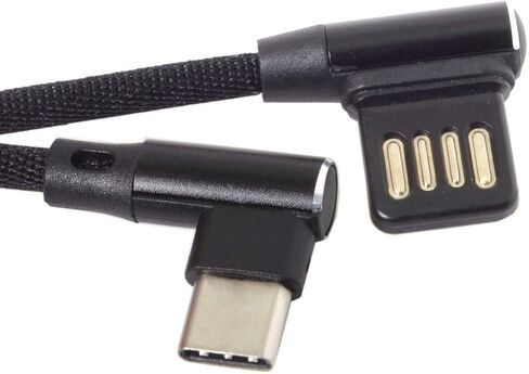 كابل بيانات Cablecc Micro USB 5Pin/USB-C 3.1 Type-C إلى اليسار بزاوية يمين 90 درجة USB 2.0 مع حافظة للكمبيوتر اللوحي والهاتف 15 سم (USB-C 3.1 Type-C) in Kuwait