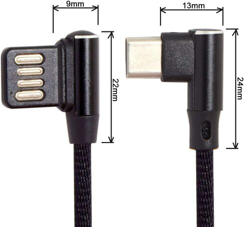 كابل بيانات Cablecc Micro USB 5Pin/USB-C 3.1 Type-C إلى اليسار بزاوية يمين 90 درجة USB 2.0 مع حافظة للكمبيوتر اللوحي والهاتف 15 سم (USB-C 3.1 Type-C) in Kuwait