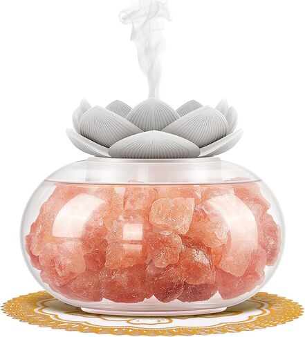 Essential Oil Diffusers Aromatherapy Diffuser: Vyaime Salt Lamp Diffuser for Home Bedroom Office, Pink Crystal Himalayan Cute Lotus Auto Shut-Off 7 Colors LED Night Light - VY250522 in Kuwait