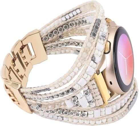 Handmade Beaded Boho Watch Band, Watch Bracelet Band Strap Compatible for Samsung Galaxy Watch 5&4/Active 2 40mm 44mm Band/Galaxy Watch 5 Pro/Watch 4 Classic 42mm 46mm/Watch 3 41mm/Garmin Vivoactive 3, Handmade Bohemian Smartwatch Bracelet Compatible with in Saudi Arabia