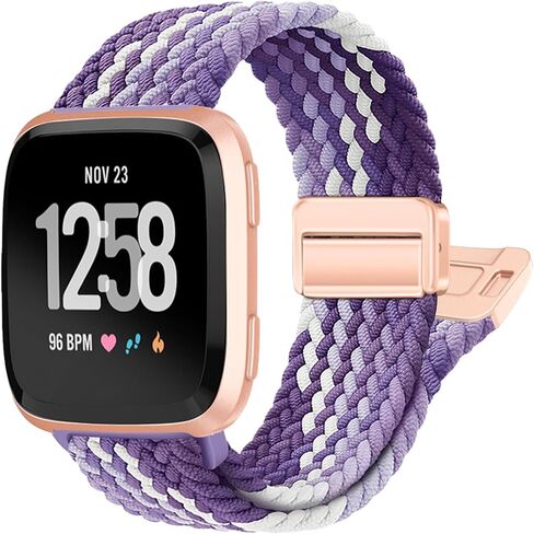 Stretchy-Band for Fitbit-Versa-2 Bands for Women-Men - Magnetic Clasp Breathable Replacement Strap for Fitbit Versa 2 / Versa/Versa Lite/Versa SE Watch Accessories, Grape Purple in Saudi Arabia