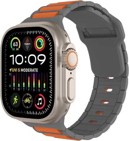 TiMOVO Watch Band Compatible with Apple Watch Band 42/44/45/46/49mm, Soft Silicone Sport Breathable Replacement Watch Straps for iWatch Ultra 2/Ultra/Series 10/9/8/7/6/5/4/3/2/1/SE in Saudi Arabia