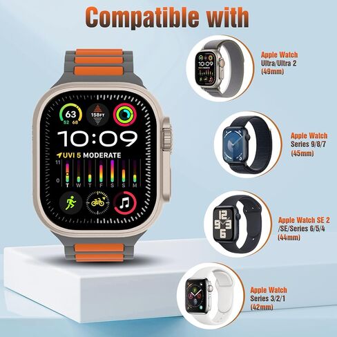TiMOVO Watch Band Compatible with Apple Watch Band 42/44/45/46/49mm, Soft Silicone Sport Breathable Replacement Watch Straps for iWatch Ultra 2/Ultra/Series 10/9/8/7/6/5/4/3/2/1/SE in Saudi Arabia