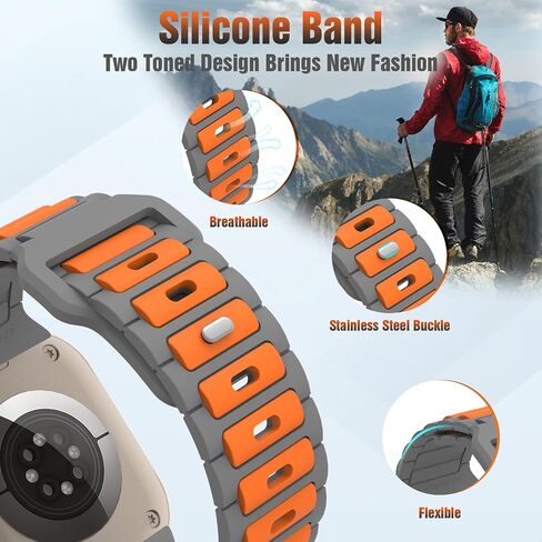 TiMOVO Watch Band Compatible with Apple Watch Band 42/44/45/46/49mm, Soft Silicone Sport Breathable Replacement Watch Straps for iWatch Ultra 2/Ultra/Series 10/9/8/7/6/5/4/3/2/1/SE in Saudi Arabia