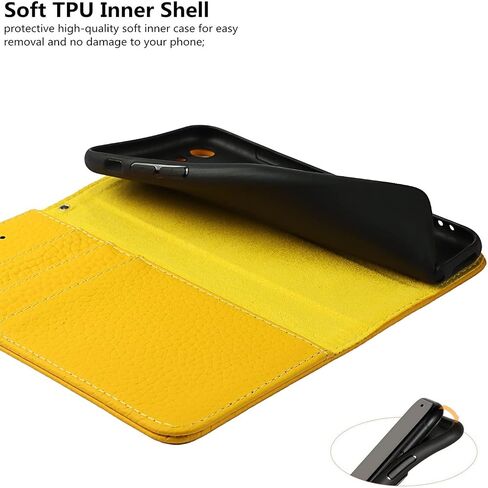 جراب iCoverCase لهاتف iPhone iPhone SE(2022)/SE(2020)/iPhone 7/8 مع حامل بطاقة الائتمان وحزام المعصم، غطاء هاتف خلوي مغناطيسي من الجلد الطبيعي قابل للطي 4.7 بوصة (أصفر) in Saudi Arabia