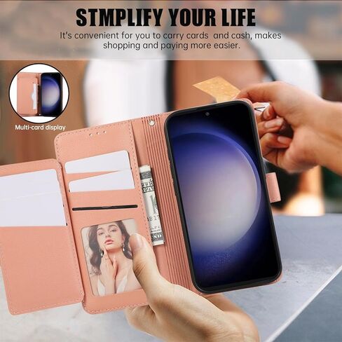 حافظة محفظة لهاتف سامسونج جالاكسي S23 بلس S23+ 5G مع حزام معصم وأشرطة كتف وحامل بطاقات قابل للطي 7+ فتحات بطاقة RFID غطاء هاتف لهاتف S23plus 23S + S 23 23+ SM-S916U 6.6 بوصة بني in Kuwait