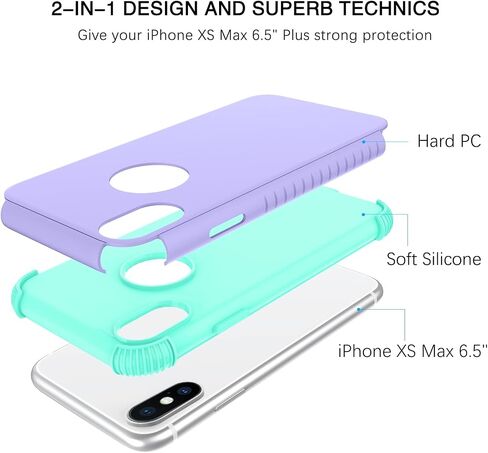 BENTOBEN for iPhone Xs Max Case, Phone Case iPhone Xs MAX, Heavy Duty 2 in 1 Full Rugged Shockproof Protection Hybrid Hard PC Bumper Drop Protective Girl Women Boy iPhone XsMax Cover,Dark Green/Black in Saudi Arabia