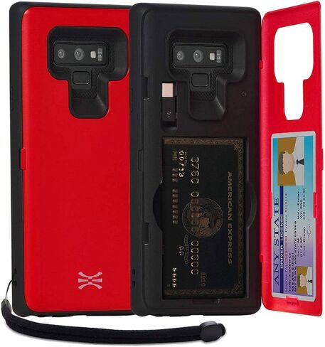 TORU CX PRO Case for Galaxy Note 9, with Card Holder | Slim Protective Cover with Hidden Credit Cards Wallet Flip Slot Compartment Kickstand | Include Mirror, Strap, USB Adapter - Black in Saudi Arabia