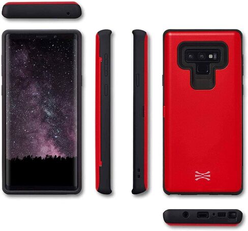 TORU CX PRO Case for Galaxy Note 9, with Card Holder | Slim Protective Cover with Hidden Credit Cards Wallet Flip Slot Compartment Kickstand | Include Mirror, Strap, USB Adapter - Black in Saudi Arabia