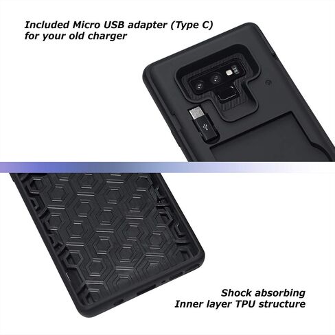 TORU CX PRO Case for Galaxy Note 9, with Card Holder | Slim Protective Cover with Hidden Credit Cards Wallet Flip Slot Compartment Kickstand | Include Mirror, Strap, USB Adapter - Black in Saudi Arabia