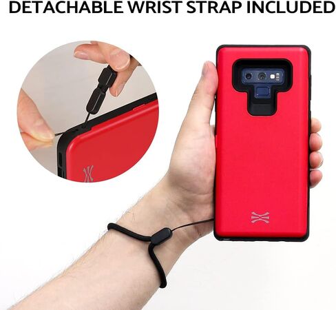 TORU CX PRO Case for Galaxy Note 9, with Card Holder | Slim Protective Cover with Hidden Credit Cards Wallet Flip Slot Compartment Kickstand | Include Mirror, Strap, USB Adapter - Black in Saudi Arabia