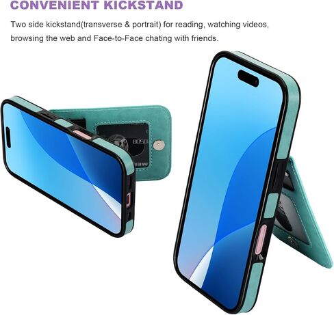 Vaburs for iPhone 16 Wallet Case, Kickstand Case with Credit Card Holder, Embossed Mandala Floral Pattern Premium PU Leather Magnetic Closure Shockproof Protective Flip Cover 6.1" (Green) in Kuwait