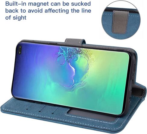 Compatible with Samsung Galaxy S10 Plus Wallet Case Tempered Glass Screen Protector Flip Cover Card Holder Cell Phone Cases for Glaxay S10+ Galaxies S10plus 10S Edge S 10 10plus Cases Women Men Black in Kuwait