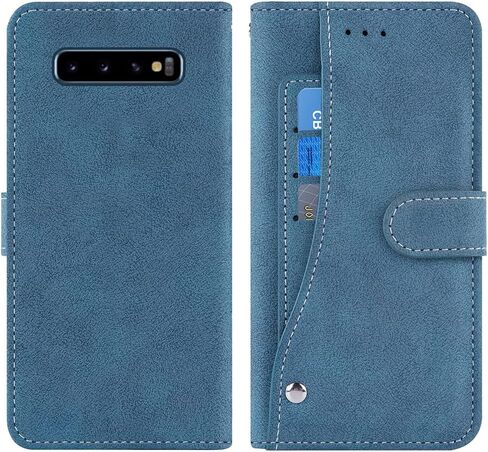 Compatible with Samsung Galaxy S10 Plus Wallet Case Tempered Glass Screen Protector Flip Cover Card Holder Cell Phone Cases for Glaxay S10+ Galaxies S10plus 10S Edge S 10 10plus Cases Women Men Black in Kuwait