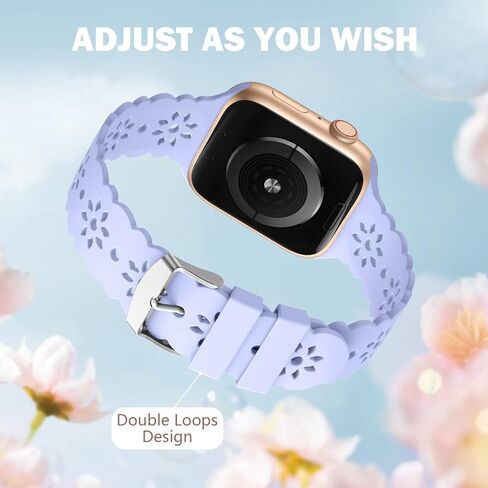 Hollow-Out Lace Slim Bands Compatible with Apple Watch 38mm 40mm 41mm 42mm 44mm 45mm 49mm for Women Men, Hollow-Out Soft Replacement Strap compatible with iWatch Ultra Series 8 7 6 5 4 3 2 1 SE, 3 Pack in Kuwait