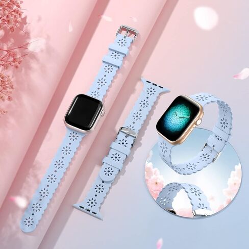 Hollow-Out Lace Slim Bands Compatible with Apple Watch 38mm 40mm 41mm 42mm 44mm 45mm 49mm for Women Men, Hollow-Out Soft Replacement Strap compatible with iWatch Ultra Series 8 7 6 5 4 3 2 1 SE, 3 Pack in Kuwait