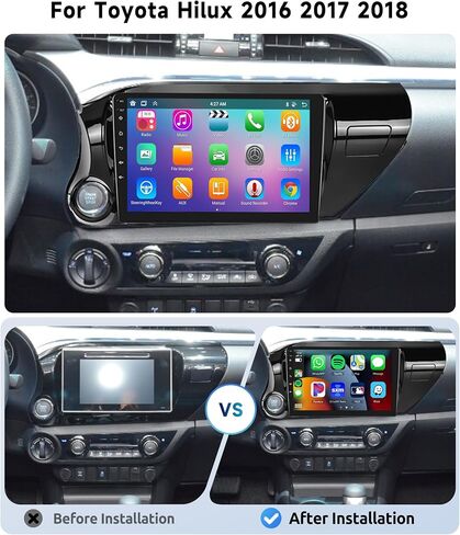8 CORE 2G+64G Android 13 Car Radio for Toyota Hilux 2016 2017 2018 with Wireless Carplay/Android Auto, 10.1 Inch IPS Touch Screen Stereo, Bluetooth, GPS, WiFi, SWC, FM + HD Backup Camera in Saudi Arabia