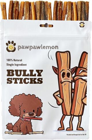 pawpawlemon Jumbo Organic Beef Pizzle Bully Stick Dog Chew (6 inch Pack of 3) | Jumbo Thickness for Large Dogs in Saudi Arabia