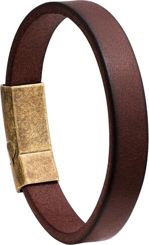 HAQUIL Rustic Leather Cuff Bracelet with Celtic Rose Plate | Antique Brass Finish, Vintage Style Clasp in Saudi Arabia
