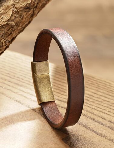 HAQUIL Rustic Leather Cuff Bracelet with Celtic Rose Plate | Antique Brass Finish, Vintage Style Clasp in Saudi Arabia