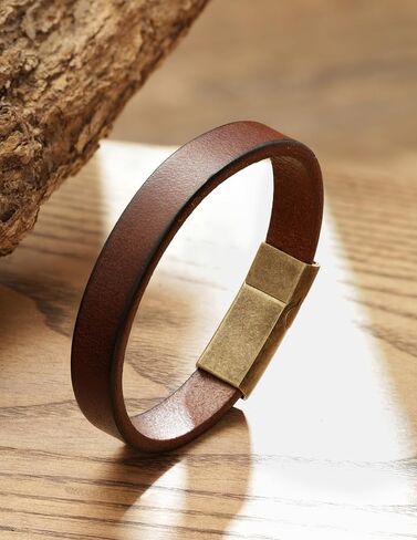 HAQUIL Rustic Leather Cuff Bracelet with Celtic Rose Plate | Antique Brass Finish, Vintage Style Clasp in Saudi Arabia