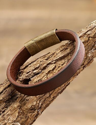 HAQUIL Rustic Leather Cuff Bracelet with Celtic Rose Plate | Antique Brass Finish, Vintage Style Clasp in Saudi Arabia