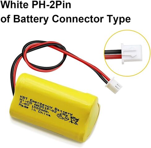 KBT 3.6V 1000mAh AA Size Battery,Ni-CD Battery with 2Pin JST PH 2.54 Connector,Replacement for Lithonia Unitech 0253799 ANIC1566 ELBB001 AA900MAH Emergency/Exit Light/Fire Exit Sign(6-Pack) in Kuwait