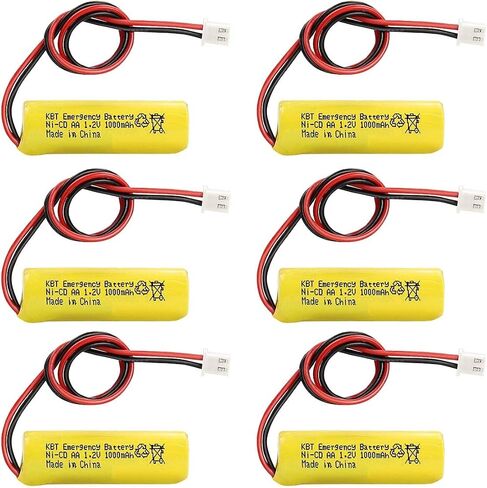 KBT 3.6V 1000mAh AA Size Battery,Ni-CD Battery with 2Pin JST PH 2.54 Connector,Replacement for Lithonia Unitech 0253799 ANIC1566 ELBB001 AA900MAH Emergency/Exit Light/Fire Exit Sign(6-Pack) in Kuwait