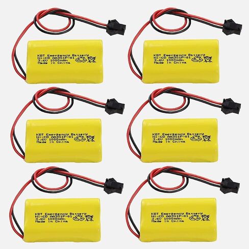 KBT 3.6V 1000mAh AA Size Battery,Ni-CD Battery with 2Pin JST PH 2.54 Connector,Replacement for Lithonia Unitech 0253799 ANIC1566 ELBB001 AA900MAH Emergency/Exit Light/Fire Exit Sign(6-Pack) in Kuwait