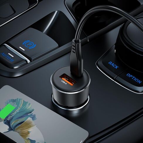 شاحن سيارة سريع 60 وات USB C مع عرض الجهد، ACEFAST PD3.0/QC3.0/AFC/FCP محول طاقة سيارة بمنفذ مزدوج للشحن السريع لهاتف iPhone 13 Pro Max/13 Pro/13/13 mini/12 Pro Max، وSamsung Galaxy S21 /S21+/S20+ in Kuwait