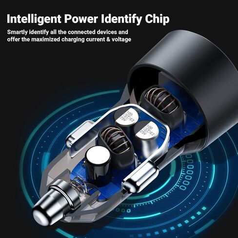 شاحن سيارة سريع 60 وات USB C مع عرض الجهد، ACEFAST PD3.0/QC3.0/AFC/FCP محول طاقة سيارة بمنفذ مزدوج للشحن السريع لهاتف iPhone 13 Pro Max/13 Pro/13/13 mini/12 Pro Max، وSamsung Galaxy S21 /S21+/S20+ in Kuwait