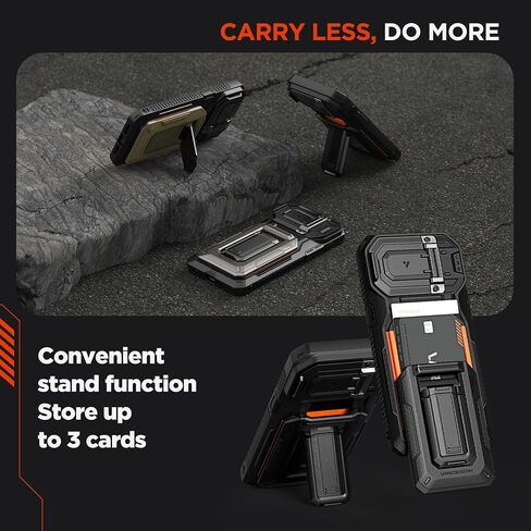 VRS DESIGN Origin Case for iPhone 14 Pro Max (2022), iPhone 13 Pro Max (2021), Wallet Card Holder Case [3 Cards] Rugged Semi-Automatic 3-Card Slot & Kickstand Case (Matte Black) in Saudi Arabia