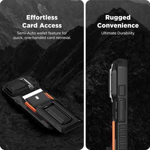 VRS DESIGN Origin Case for iPhone 14 Pro Max (2022), iPhone 13 Pro Max (2021), Wallet Card Holder Case [3 Cards] Rugged Semi-Automatic 3-Card Slot & Kickstand Case (Matte Black) in Saudi Arabia