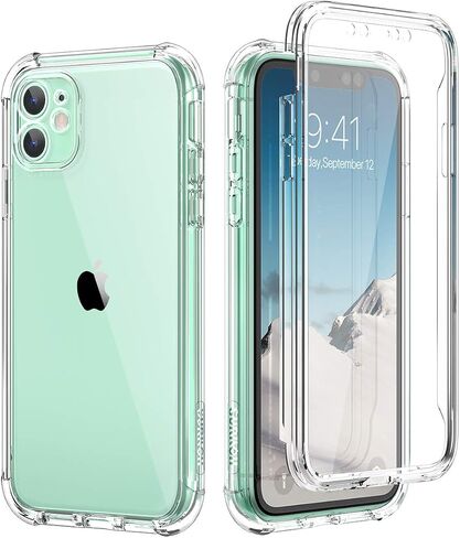 SURITCH Clear Case for iPhone 11 (Only) 6.1-inch, [Built-in Screen Protector] Full Body Protective Shockproof Rugged Bumper Phone Cover for iPhone 11 -(Clear) in Saudi Arabia