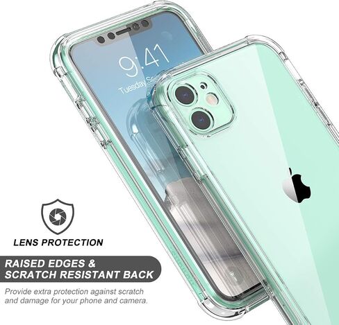 SURITCH Clear Case for iPhone 11 (Only) 6.1-inch, [Built-in Screen Protector] Full Body Protective Shockproof Rugged Bumper Phone Cover for iPhone 11 -(Clear) in Saudi Arabia