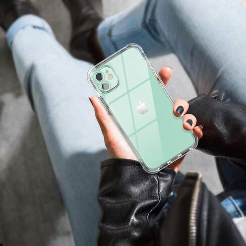 SURITCH Clear Case for iPhone 11 (Only) 6.1-inch, [Built-in Screen Protector] Full Body Protective Shockproof Rugged Bumper Phone Cover for iPhone 11 -(Clear) in Saudi Arabia