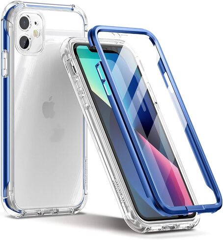 SURITCH Clear Case for iPhone 11 (Only) 6.1-inch, [Built-in Screen Protector] Full Body Protective Shockproof Rugged Bumper Phone Cover for iPhone 11 -(Clear) in Saudi Arabia