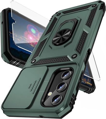 for Samsung Galaxy A35 5G Case with Camera Lens Cover, HD Screen Protector, 10 FT Military Grade Drop Protection, Magnetic Ring Holder Kickstand Protective Phone Case for Galaxy A35 5G, Navy Blue in Saudi Arabia