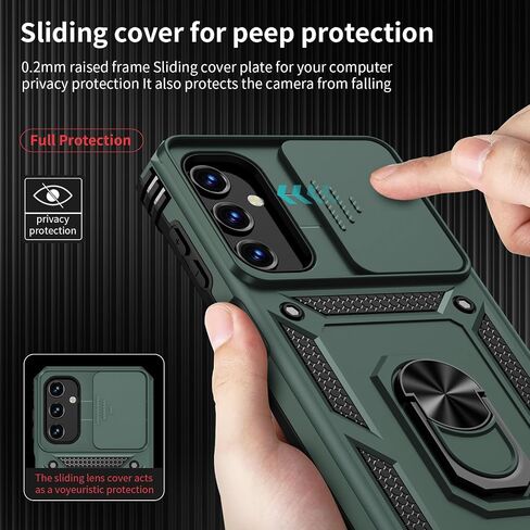 for Samsung Galaxy A35 5G Case with Camera Lens Cover, HD Screen Protector, 10 FT Military Grade Drop Protection, Magnetic Ring Holder Kickstand Protective Phone Case for Galaxy A35 5G, Navy Blue in Saudi Arabia
