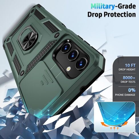 for Samsung Galaxy A35 5G Case with Camera Lens Cover, HD Screen Protector, 10 FT Military Grade Drop Protection, Magnetic Ring Holder Kickstand Protective Phone Case for Galaxy A35 5G, Navy Blue in Saudi Arabia